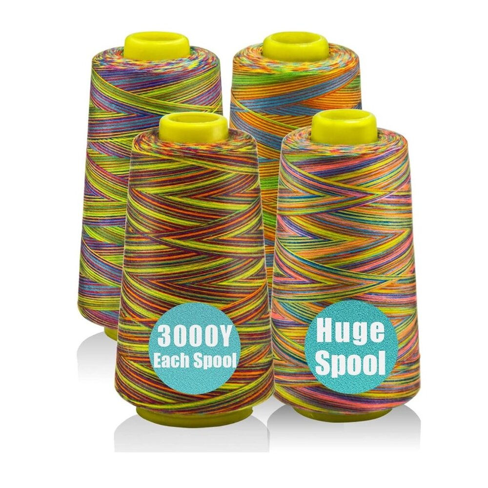 NEW 12000 Yards Serger Thread Sewing, Rainbow Spools Sewing Machine String